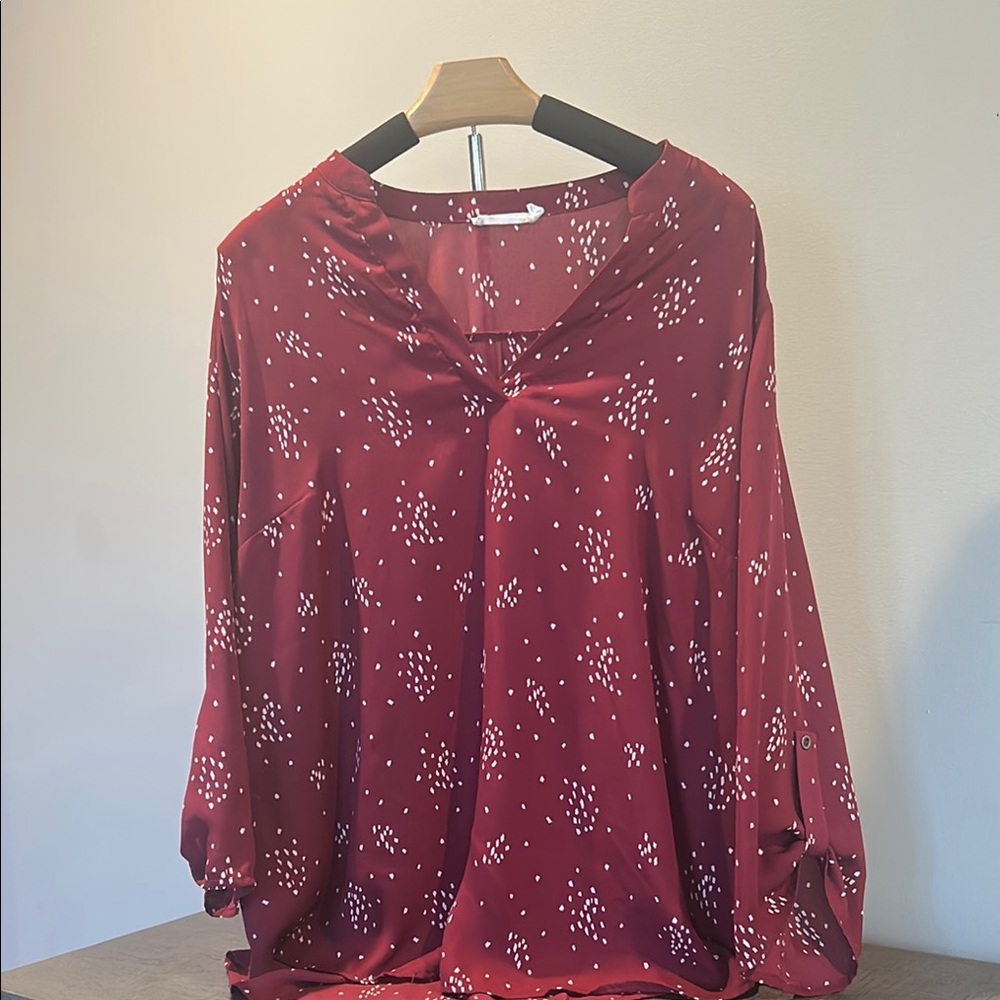Lush Red Sailor Collar 3/4 Sleeve Blouse